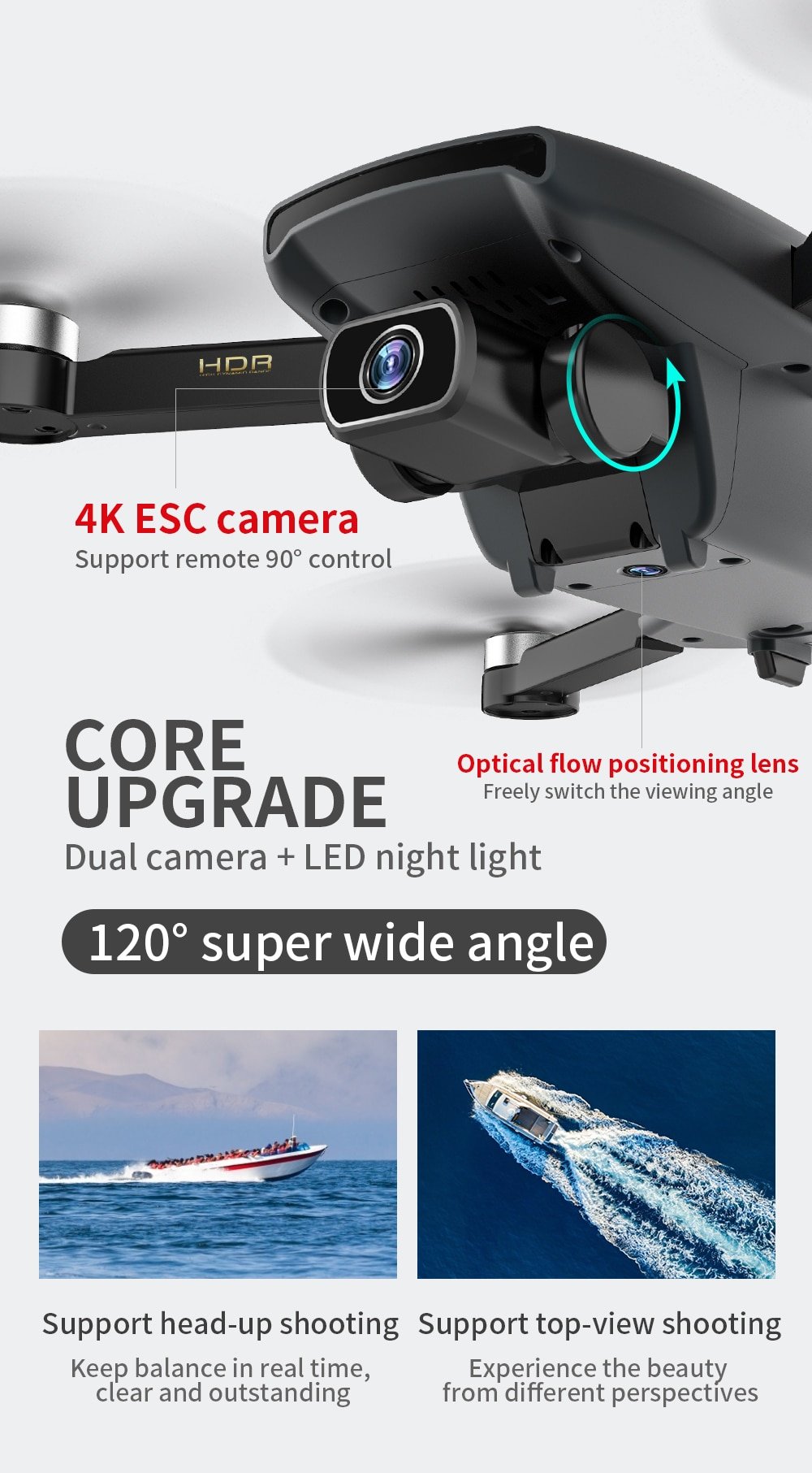 FLycam ZLRC SG108 Camera 4K, Cảm biến độ cao, Chống rung điện tử EIS.